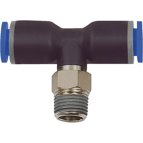 Riegler T-Steckverschraubung Blaue Serie, drehbar, R 1/8 a, Schlauch-Ø 8 (1/3)