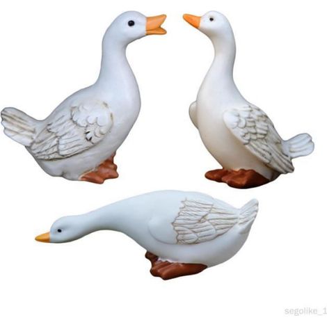 Figurine Canard - Résine Extérieure - Pour Jardin Patio Pelouse Étang - Lot de 3 (1/4)