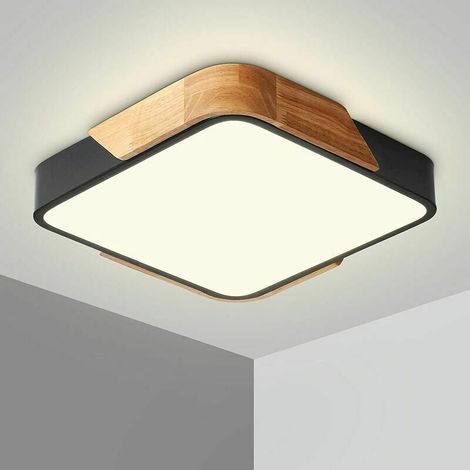 1 Plafonnier LED, ultra-fin carré noir, télécommande luminosité réglable, acrylique, salon chambre cuisine (1/5)
