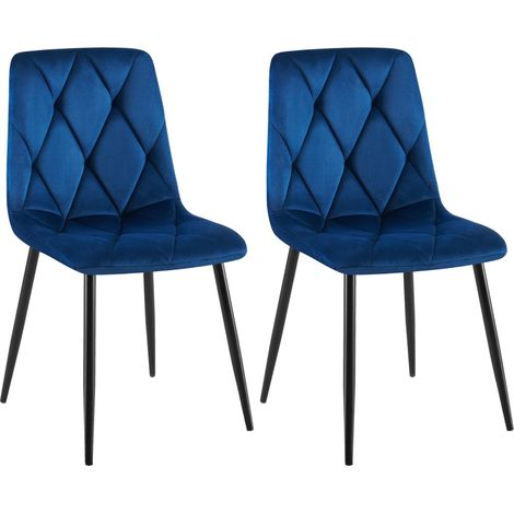 Set di 2 sedie da pranzo Clairton blu scuro Velluto