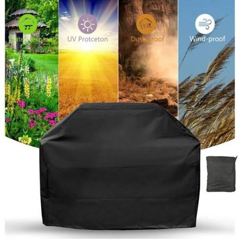 Wasserdichte Barbecue-Abdeckung aus Polyester und schwarzem Oxford-Gewebe, 145 x 61 x 117 cm (1/4)