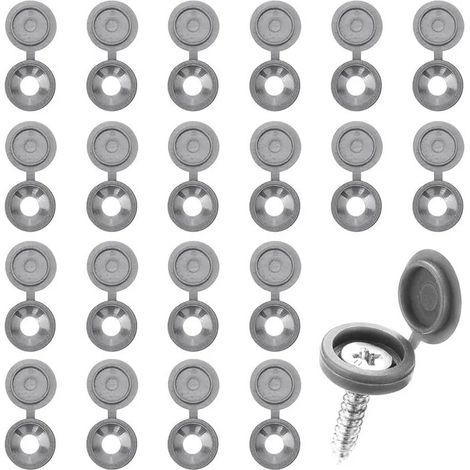 150 cache-vis articulés en plastique gris pour têtes de vis de 5 cm