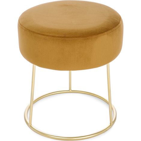 Pouf "Clarissa" in velluto anticato h 40 cm arredamento per salotto moderno -Giallo Inca