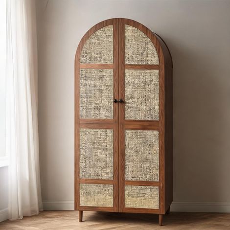 Armoire 2 portes avec penderie et tiroirs finition noyer walnut (1/5)