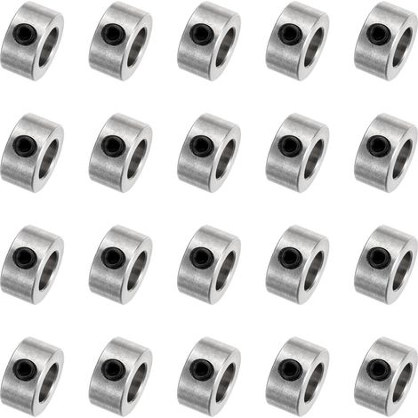 20Pcs Colliers à Vis de Réglage 8mm Alésage Colliers d'Arbre, 14mm OD, 7mm Largeur, Collier d'Arrêt de Foret, Colliers de Profondeur pour Forets en Acier Inoxydable (1/5)