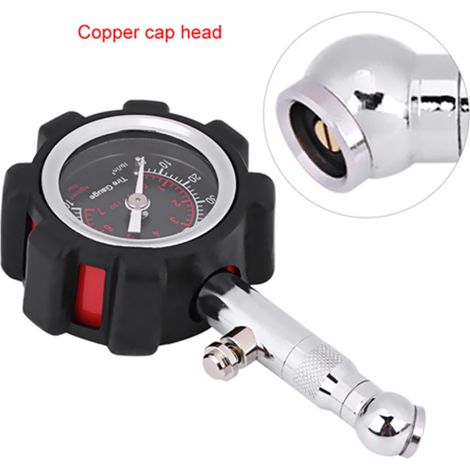 Testeur de compteur, manomètre de pression de pneu à gaine en caoutchouc, mesure précise de la tête en cuivre 0 à 100 psi pour motos (1/5)