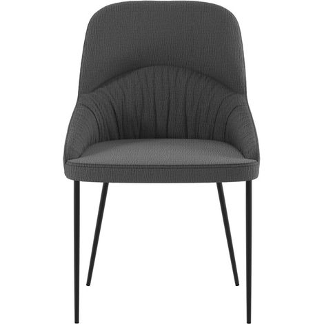 Sedia Ginevra Moderna Imbottita in Tessuto Easy-Clean Grigio Scuro con Struttura in Metallo Verniciato Nero - Stile Sofisticato (1/5)
