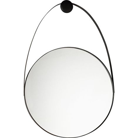 Runder Wandspiegel "Kieran" aus schwarz lackiertem Stahl für moderne Innenräume -Ø 46 cm (1/5)