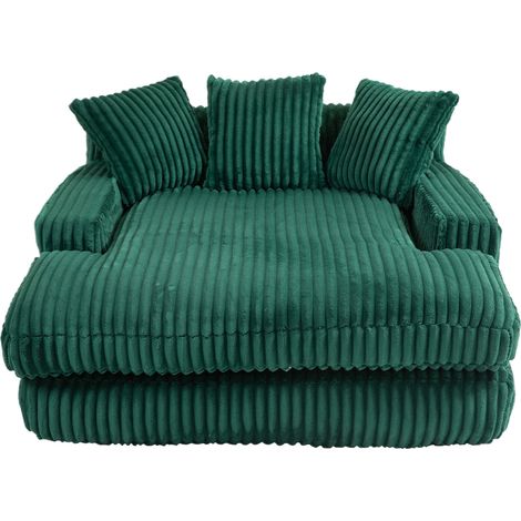 Canapé de sol en velours côtelé large, chaise longue intérieure ergonomique avec 3 coussins, sans montage, pour salon, bureau et appartement CHICFURN (1/5)