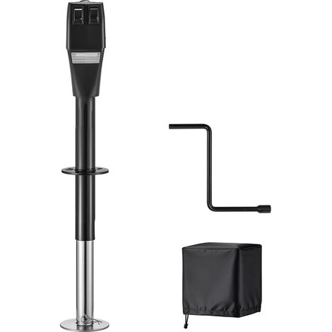 Mophorn Elektrischer Anhängerheber 2268 kg, Stützfuß mit 230-686 mm Hub, Anhängerstütze mit Handkurbel, Abdeckung und LED-Beleuchtung für Wohnwagen, Wohnmobile und Camper, 12 V DC mit Kabelanschluss