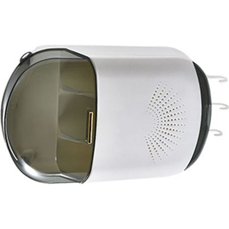 Porte-baguettes mural anti-poussière, 3 compartiments, grande capacité, boîte de rangement pour ustensiles avec couvercle, blanc