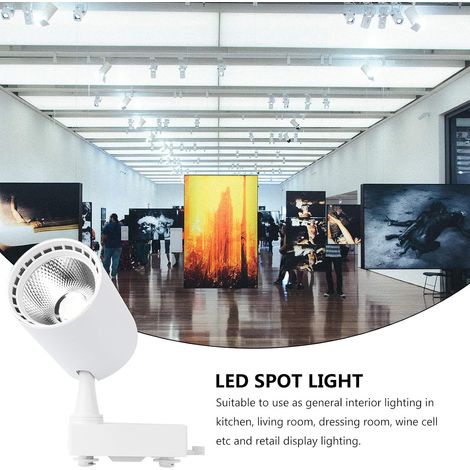 Veilleuse 20W LED Track Light COB Light Plafond Spotlight Magasin de vêtements Spotlight Wall Light Exhibition (Blanc) (1/4)