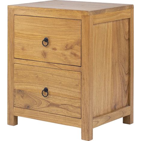 Comodino 2 cassetti Legno di Mindi Naturale - PILABO (1/5)