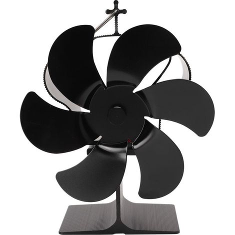 Ventilateur de poêle à chaleur à 6 pales, cheminée Non électrique à démarrage automatique, couronne résistante aux hautes températures, noire (1/5)