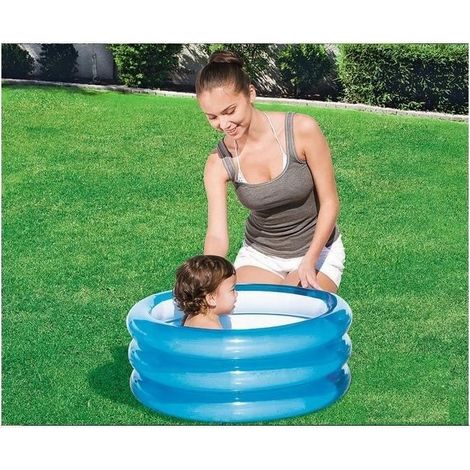 Piscine ronde gonflable enfant bébé Jouet à la maison baignoire gonflable bébé Piscine enfant petit 3 boudins 70x30 cm (1/4)