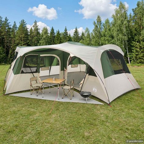 Teenpull – Familienzelt mit Regenschutz wasserdicht 6 Personen Grün (1/5)