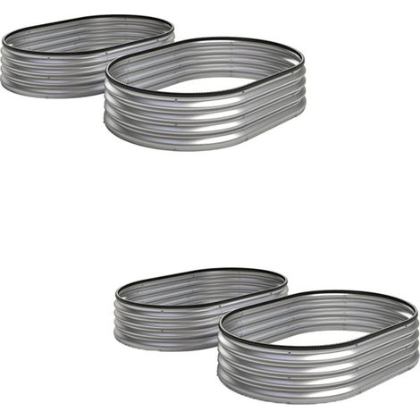 2er-Set hochbeet Metall 2er Set 135 x 90 x 30cm Oval Hochbeete mit Gummistreifen