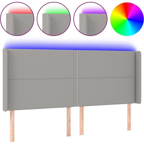 Maison Exclusive - LED Kopfteil Hellgrau 203x16x118/128 cm Stoff (1/5)