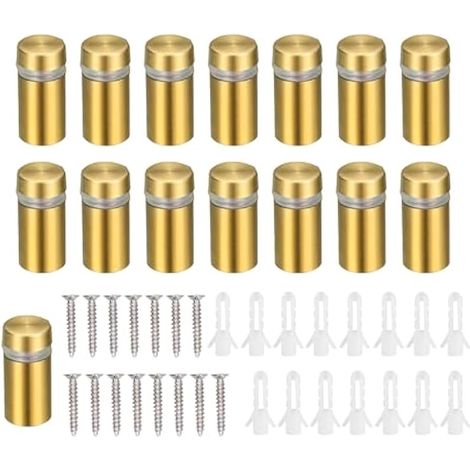 15 Pièces 12×25 mm Vis Publicité en Acier Inoxydable, Verre Standoff Fixations, D'écartement, Verre Standoff Publicité, avec pour Fixations de, Or (1/5)