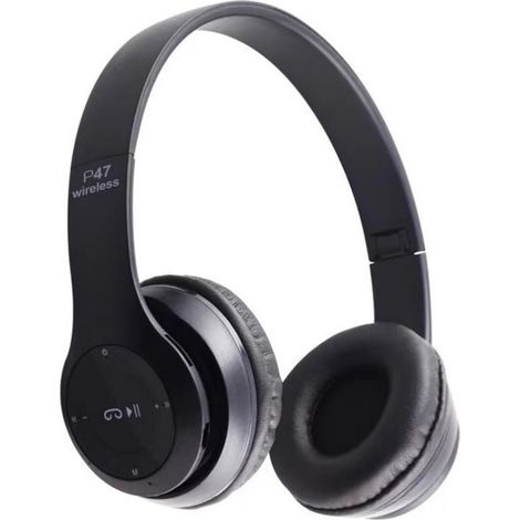 Auriculares inalámbricos supraaurales - Modelo P47 negro - Calidad de sonido superior y comodidad óptima para los amantes de la música. (1/5)