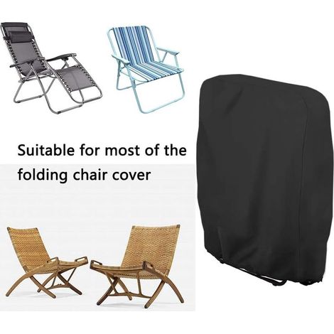 Housse de chaise pliante, protection imperméable pour mobilier de jardin, housse de chaise longue relaxante en tissu Oxford 210D, imperméable, coupe-vent et résistante aux UV (1/4)
