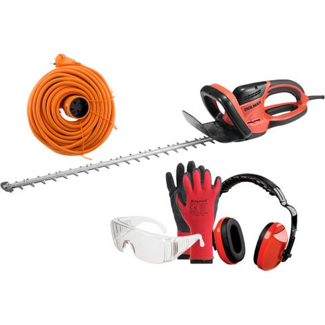 PACK - DOLMAR Taille-Haie Électrique 670W - Lame 55 cm HT5510 + Rallonge de Jardin 40m + Équipements de protection