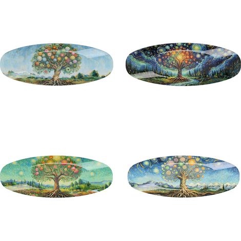 Piatto ovale in vetro raffigurante l'albero della vita - Ideale per la decorazione