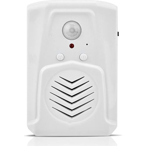 Sonnette à détecteur de mouvement infrarouge avec alarme et lecteur MP3, volume réglable et deux modes de lecture, rechargeable par USB.-AquaForge (1/5)