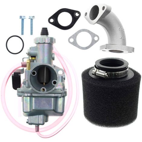 VM22 26mm carburetor repair kit, replacement part with intake manifold for dirt bikes and pit bikes (110-140ml), silver-colored metal, complete set (1/4)