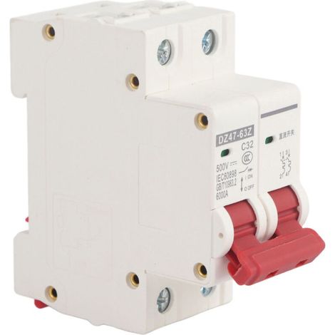 Disjoncteur Miniature - MCB 2P DC 500V 63A - Pour Circuits Courant Continu - 1 Pièce (1/4)