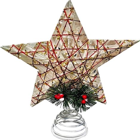 Étoile De Noël - Étoile À 5 Branches Avec Lumières LED Intégrées - Décor Pour Sommet D'Arbre De Noël Intérieur - 25 Cm - 1 Pièce (1/5)