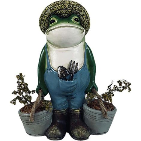 Sculpture de jardin amusante en résine, grenouille, pot de fleurs, figurines d'art de jardin pour décoration de patio extérieur
