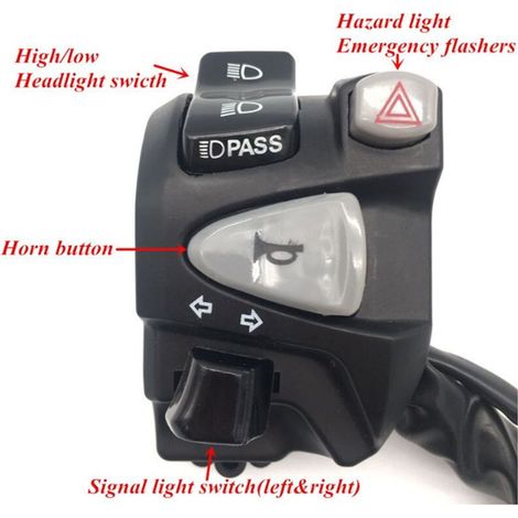Interrupteur Commodo Gauche Droit 22mm pour Scooter – Commandes Feux Haute/Basse, Clignotants, Avertisseur et Warning – Compatible PCX 125/150, Forza 125/300, Click 125/150, NMAX 155/125 (1/5)