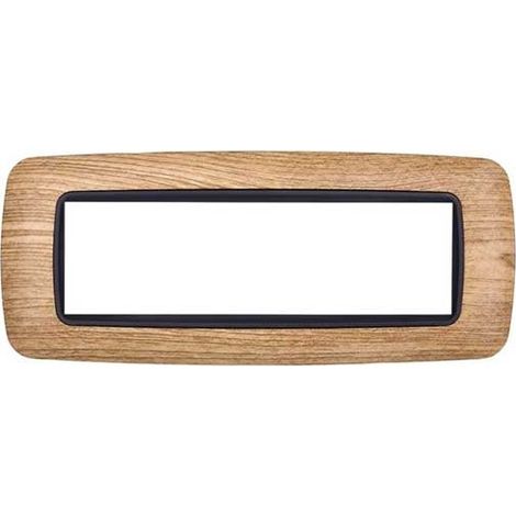 Ettroit Plaque compatible Bticino Livinglight 7 modules arrondie plastique coloris bois foncé - LN88705