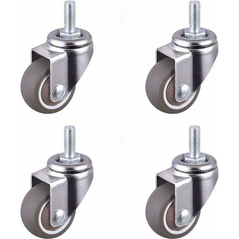 Roulette Pivotante Robuste en Caoutchouc à Tige Filetée Roulettes Chaise Replacement Roulette Mini Roulettes pour Meubles Roulettes Filetées Robustes pour Chariots M6x15mm Diamètre 25mm 4Pcs (1/5)