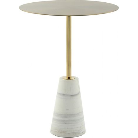 Table d'appoint Oscar 325 - Blanc marbré et doré (1/4)