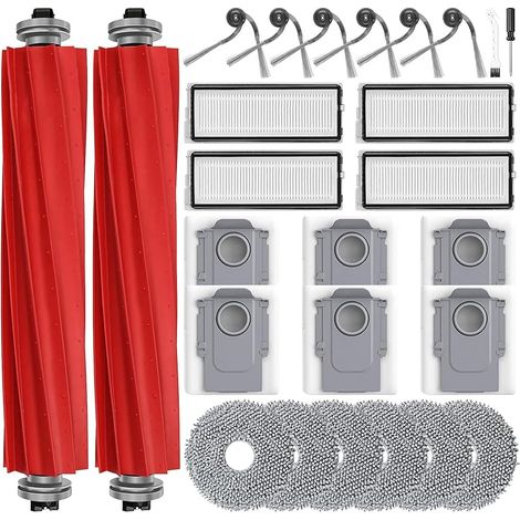 26 Rechange Accessoires pour Roborock QV 35A / QV 35S / QR 798 / QR 598 Aspirateur Robot Laveur, 6 Sacs à poussière 6 Serpillières 6 Brosse latérale 4 Filtre HEPA 2 Brosse Principale (1/5)