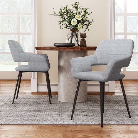 Set of 2 Linen Dinning Chair with Metal Legs (1/5)