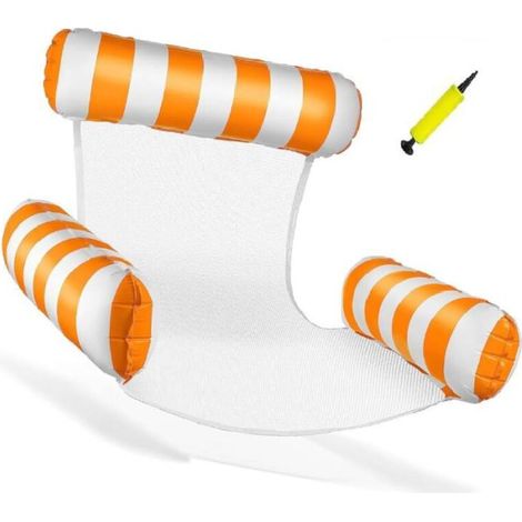 Matelas gonflable 3 en 1 pour piscine – Hamac extra large, chaise longue pliable et portable pour adulte, dimensions 90 x 96 cm, idéal pour les vacances à la plage et à la piscine, gonfleur gratuit (c (1/5)