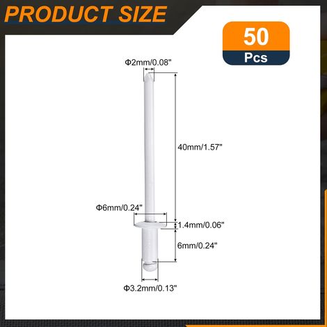 50Pcs 1/8"x1/4" Rivets Aveugles À Tête Ronde Blanc (1/5)