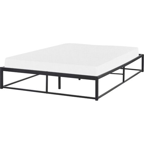 Beliani Bed Metal Black Iron 140x200 Industrial Modern EU Double Size Powder Coated, Holds up to 300 kg, 146 x 206 x 30 cm VIRY (1/5)