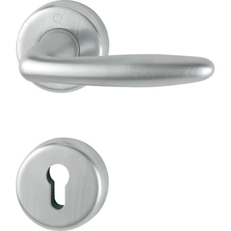 1 - Poignée De Porte - Rosace PZ - Laiton Chromé Mat - Pour Épaisseur 39-47mm - Intérieur (1/2)