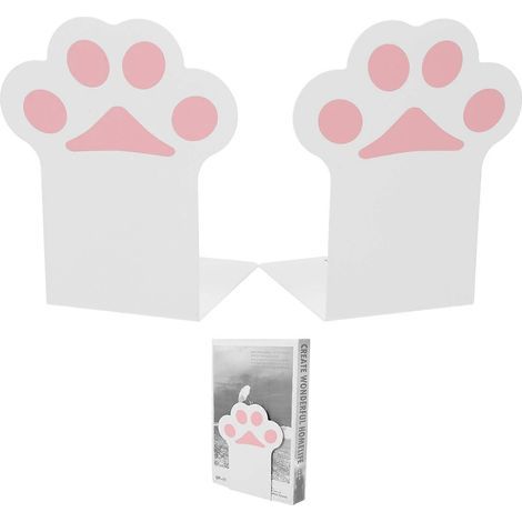 Set aus 2 handgefertigten, dekorativen Buchstützen, Ablagebuchhaltern, eleganten Buchhaltern – 14,5 x 12,2 x 10 cm – Weiß (1/4)