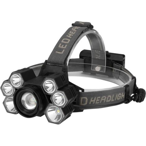Lampe Frontale Super Brillant 3000 Lumens Lampes Frontales Rechargeables avec 7 LED - 5 Modes & Réglable à 90° (1/5)