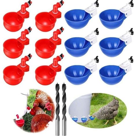 12 pcs Abreuvoir Poules Automatique DIY Abreuvoir Poules Kit avec 1 Foret, Abreuvoir Volaille pour l\'eau de Boisson des Poulets, Canards, oies et Autres volaillesAbreuvoir et mangeoire pour basse-cou (1/4)