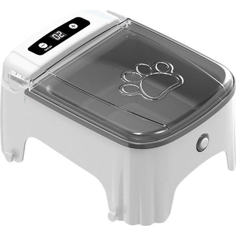 Comedero automático para gatos - Temporizador - Sensor de apertura de la tapa - Arenero - Dispensador de comida para gatos - Gris (1/5)