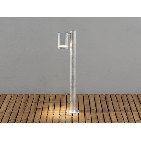Design LED Wegeleuchte aus Stahl, Downlight Höhe 70cm, Silber (1/5)