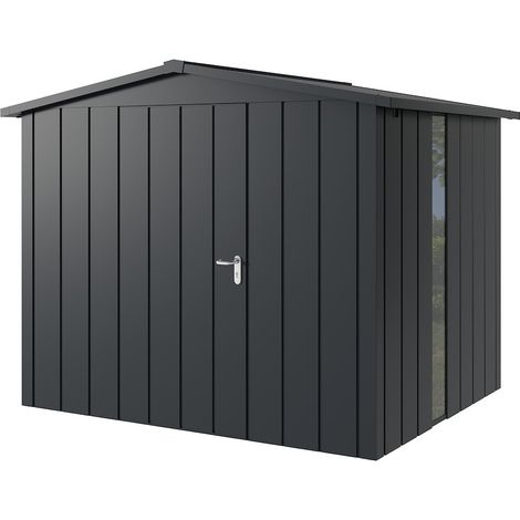 Hörmann Metall-Gerätehaus "Juno" mit Satteldach, JSD9 - Modern, 262 x 214 cm (B x T), anthrazit, mit bodentiefem Fenster, 1-flüglige Tür, Anschlag links