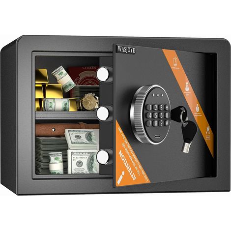 25L Coffre-Fort Numérique, Coffre-Fort à l'Argent avec Clavier Electronique, Armoire Safe de Sécurité avec Clés pour la Maison, le Bureau, l'Hôtel, les Bijoux, les Armes à Feu (1/5)