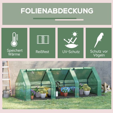 Serre Outsunny avec fenêtre zippée, modèle hivernal en acier et aluminium, abri chaud pour balcon, jardin, 270 x 90 x 90 cm, serre à tomates, légumes, fleurs, plantes vertes (1/4)